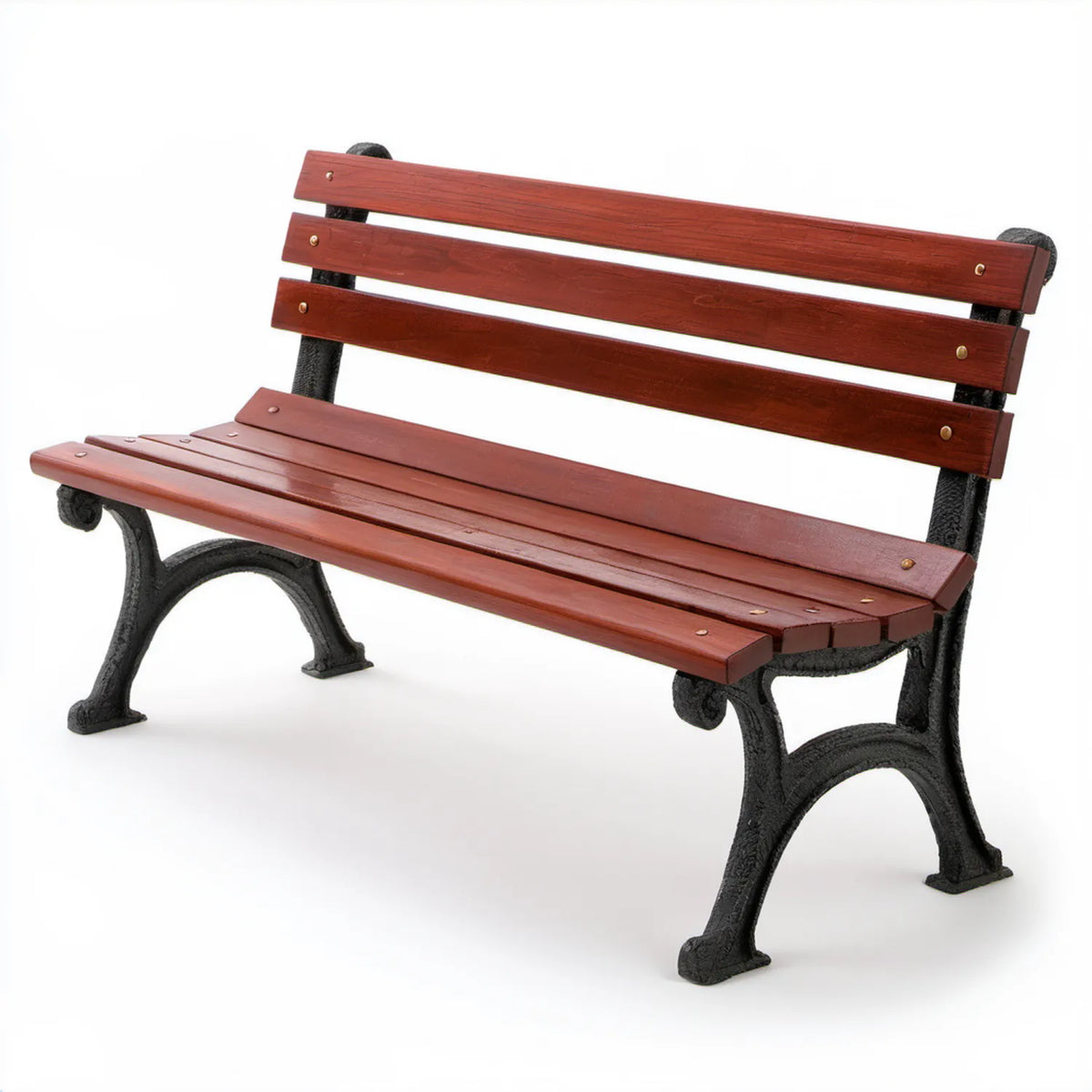 Ławka ogrodowa z litego drewna sosnowego i żeliwa, brązowo-czarna, 122 × 58 × 77 cm