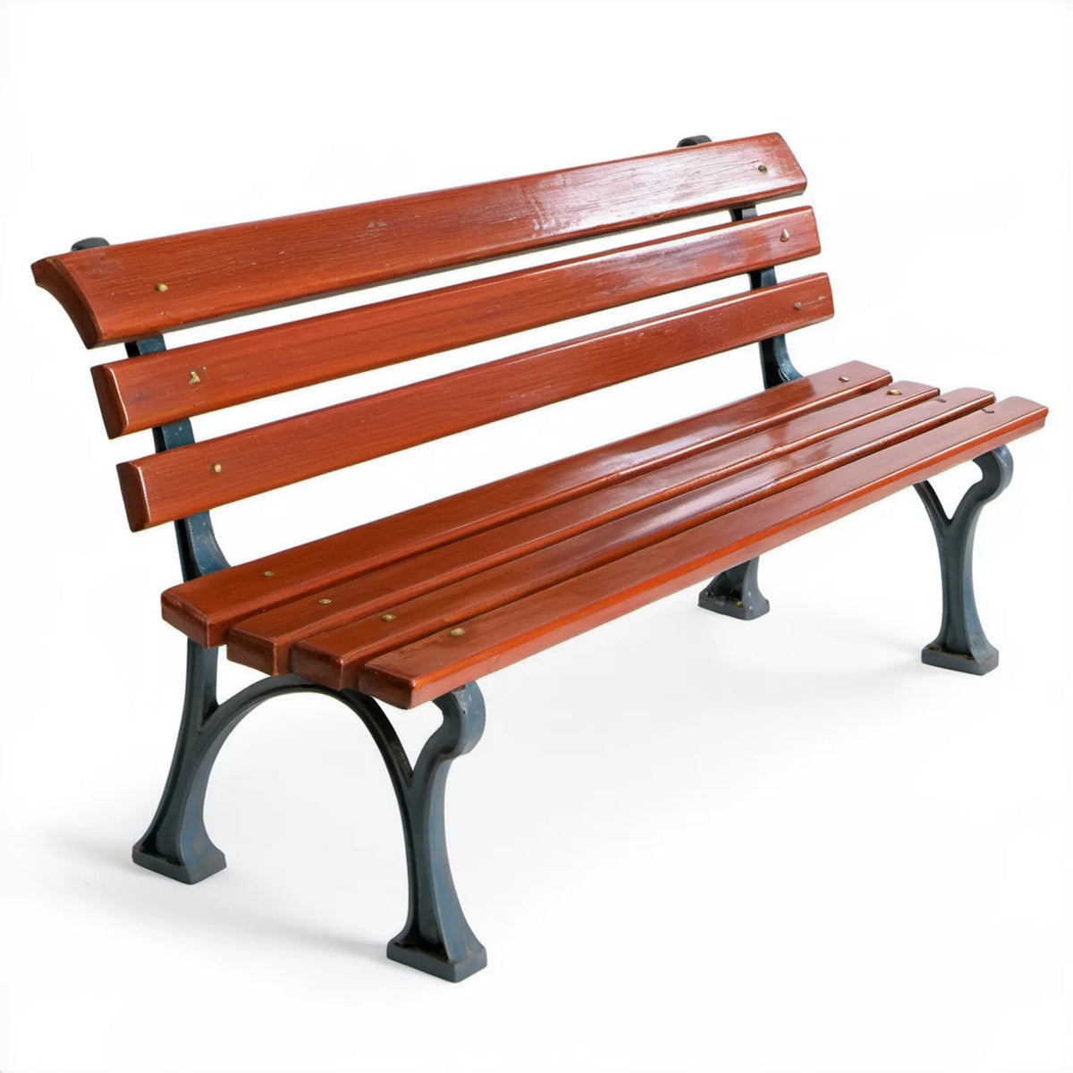 Ławka ogrodowa z litego drewna i żeliwa brązowo-czarna 150 × 60 × 80 cm