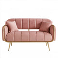 Dwuosobowa sofa półokrągła z welurową tapicerką różowo-złota 150 × 80 × 85 cm