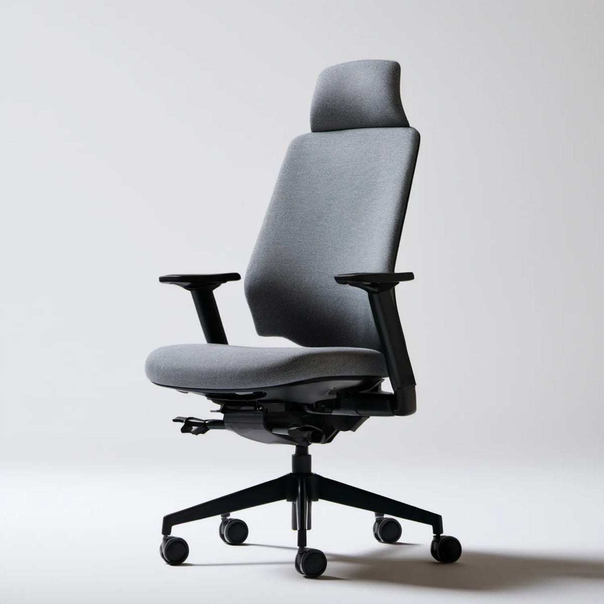 Ergonomiczne krzesło biurowe obrotowe z zagłówkiem, szare/czarne, 68 x 68 x 118–128 cm