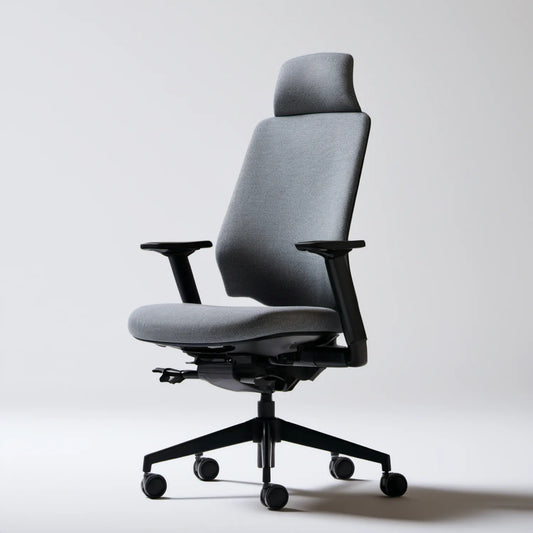 Ergonomiczne krzesło biurowe obrotowe z zagłówkiem, szare/czarne, 68 x 68 x 118–128 cm