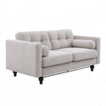 Dwuosobowa sofa tapicerowana jasnoszara z czarnymi nogami 160 x 85 x 88 cm