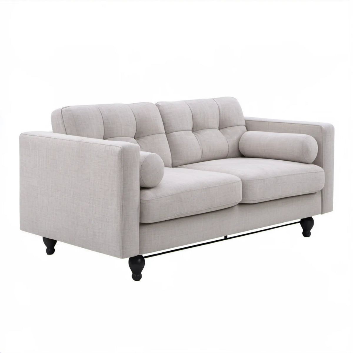 Dwuosobowa sofa tapicerowana jasnoszara z czarnymi nogami 160 x 85 x 88 cm